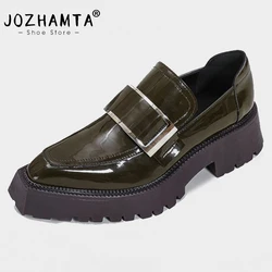 JOZHAMTA Size 35-39 Real Leather Flats Shoes For Women Fashion Platform Shoes Jk Chunky Loafers Office Lady Pumps Fashion 2023