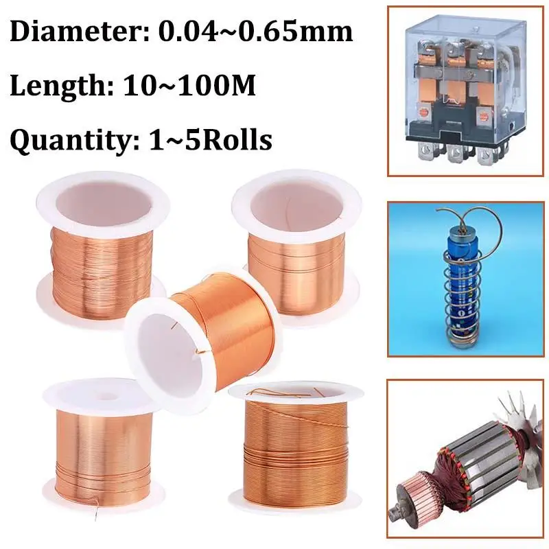 5Rolls~1Rolls Coil Copper Wire 0.04~0.65mm Cable Copper Wire Magnet Wire copper lacquer wire Enameled Copper Winding Wire