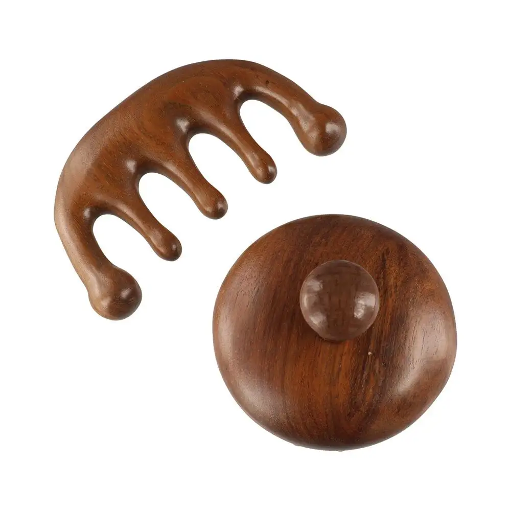 Scalp Relax Meridian Massage Comb Blood Circulation Anti-static Sandalwood Hair Comb Sandalwood Wooden Handle Head Massage Comb