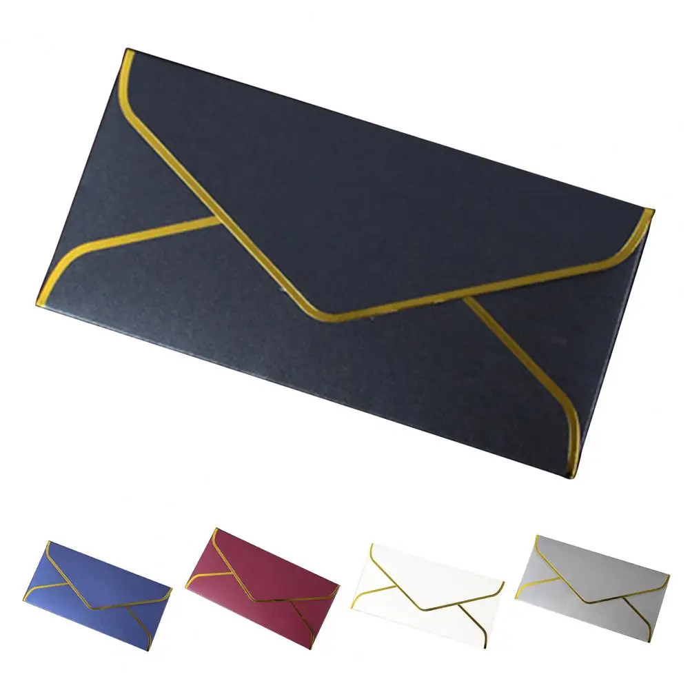 10Pcs Golden Border Envelope Vintage Luxury Office Check Letter Mailing Greeting Graduation Wedding Invitation Envelope Kit