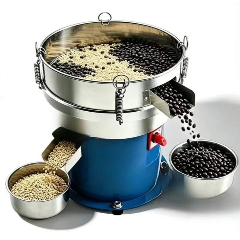 Double Outlet Small Electric Vibrating Screen Powder Sifter Filter Vibrating Screen Automatic Soymilk Small Electric Sieve