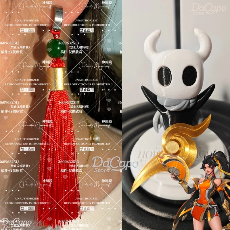 Game OW Anran Ye Cosplay Earrings Earclip Earstuds hero Accessories Halloween Carnival Hair Decor Custom Tassel Earrings view 2