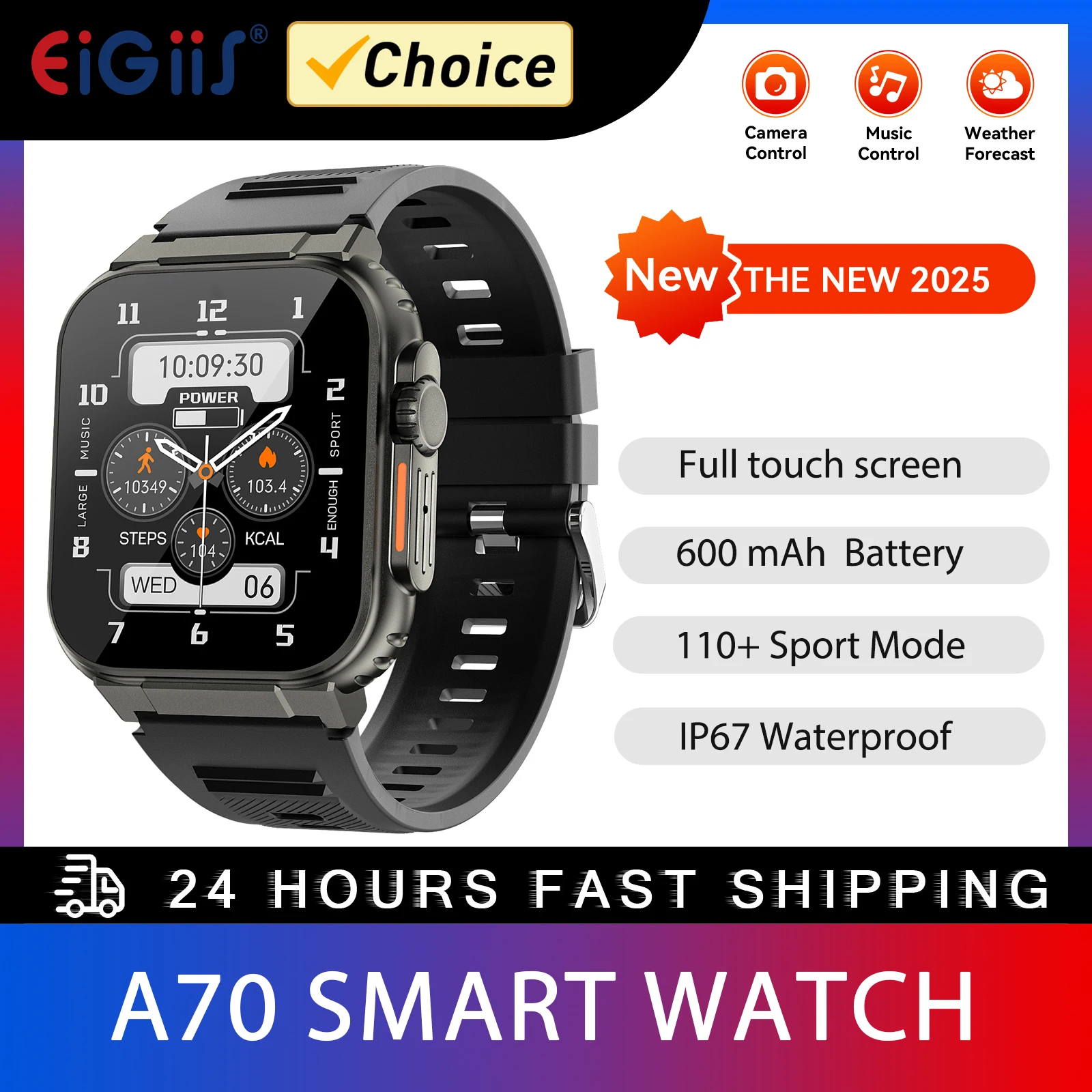 

EIGIIS Military Smart Watch for Men Activity Tracker Outdoor Fitness Watch Heart Rate Blood Oxygen Monitor Sleep Tracker Watch