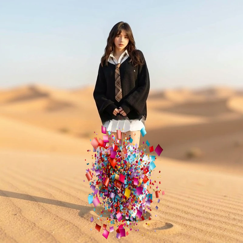 

Japanese Style Sweet Girl Fashion Versatile Long Sleeves Shirt Dress and Loose V-neck Sweater Pullover + Tie Three-piece Set