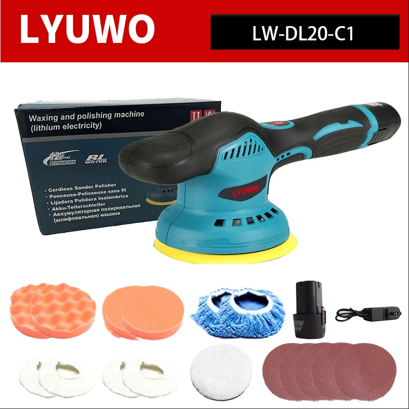 

LYUWO 6000RPM Cordless Mini Polisher 6Gears Car Polishing Machine 12V Electric Cars Polish Machines Adjustment Speeds Power Tool