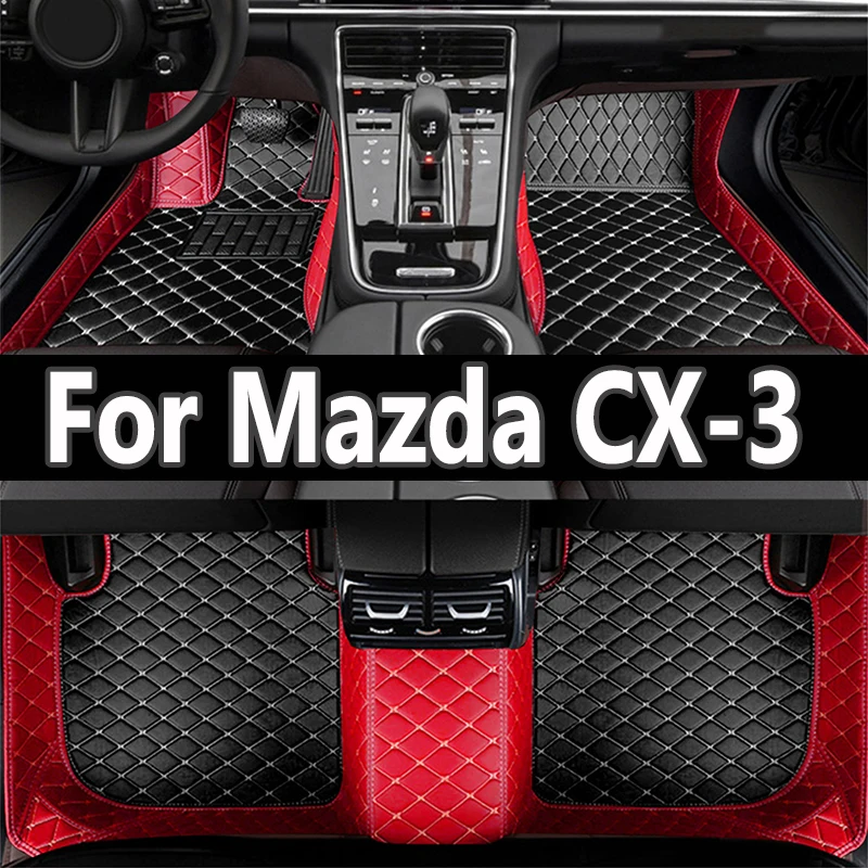 Car Floor Mats For Mazda CX-3 CX3 DK 2016~2022 Leather Luxury Mat Protective Rug Carpet Set Auto Interior Parts Car Accessories