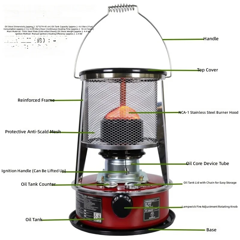 Portable Handheld Multi-functional Heater Stove for Tents, Outdoor Camping, Ice Fishing and Household Use