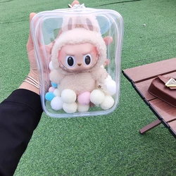 투명 야외 운반 가방 투명 케이스 미니 귀여운 봉제 인형 파우치, 12cm-15cm 봉제 인형, 애니메이션 만화 넨드로이드 장난감