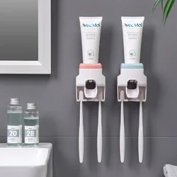 Wall Mount Automatic Toothpaste Dispenser Toothbrush Holder Set Toothpaste Squeezer for Family Shower Bathroom Accessories