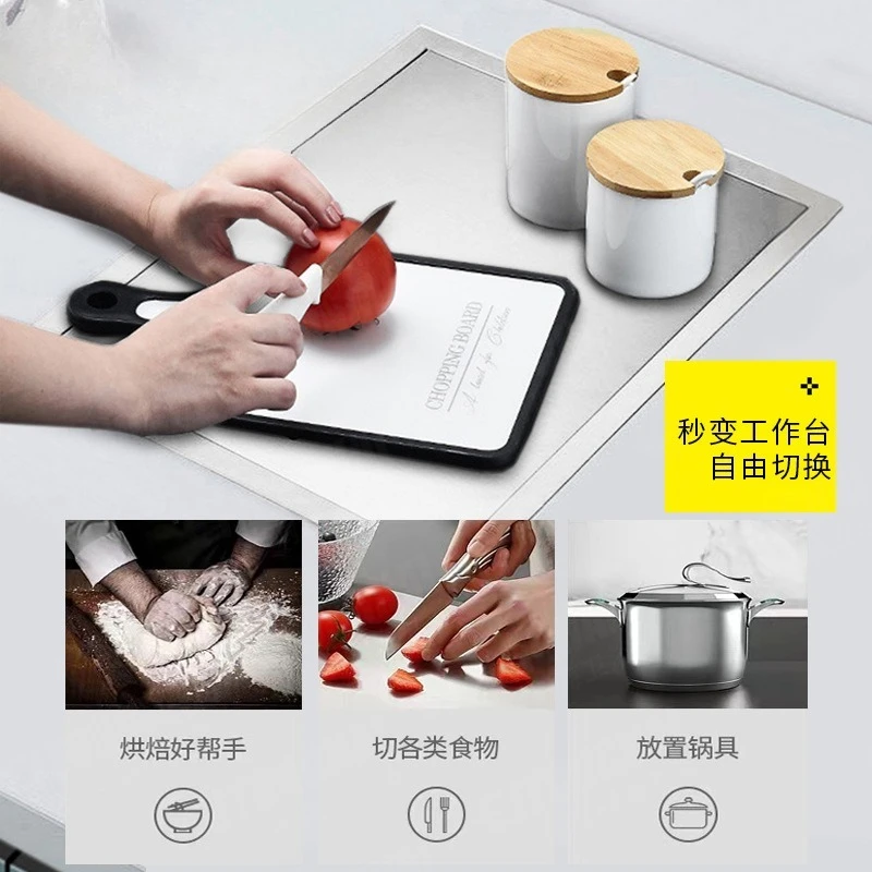 304 Stainless Steel Silver Nano Invisible Sink, Bar Counter, Kitchen, Household Vegetable Basin, Hidden RV Small Single Slot