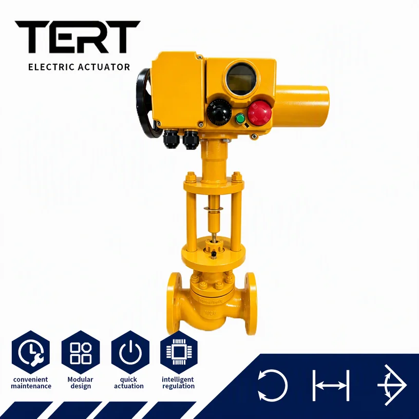 Flanged Motorized Globe Valve With Local Control And Handwheel Operation For Automated Fluid Regulation Systems