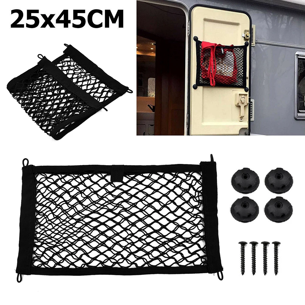 1PC Car Storage Net Holder Organizer Large Elastic 25x45cm For Freight Cars Houses And Ships Storage Network Black