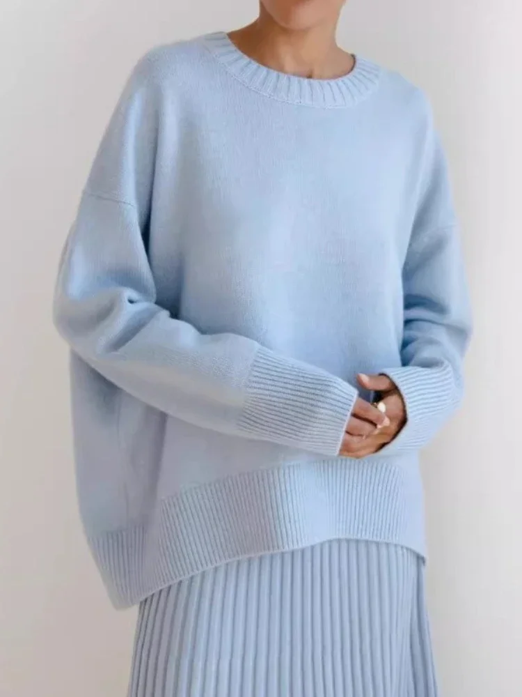 Autumn Winter Oversized Cashmere Sweater Women Fashion Basic Knitted Pullover Chic Soft Loose Casual Female Jumper Clothing