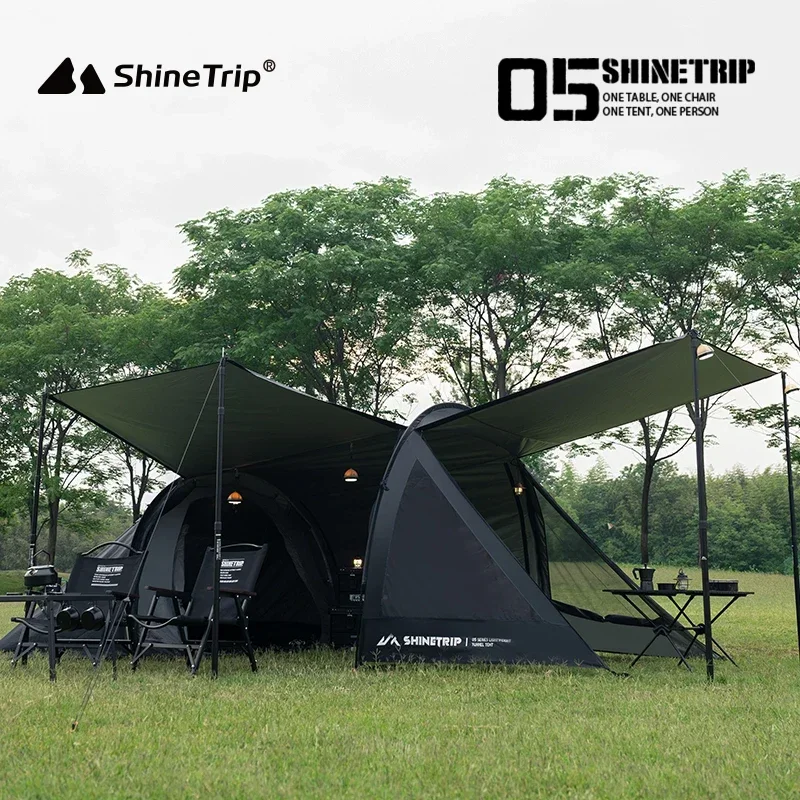 ShineTrip 경량 쉐이드 햇빛 차단 터널 캠핑 텐트, 넓은 공간, 옥스포드 천 터널 텐트, 다기능 