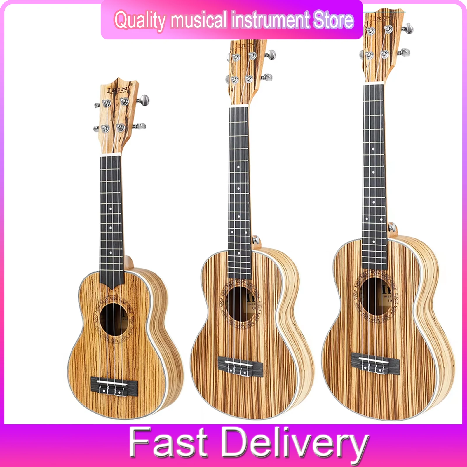 Musical Instrument Hawaiian - IRIN Ukulele 21/24/26 Inci Ukulele Zebrawood