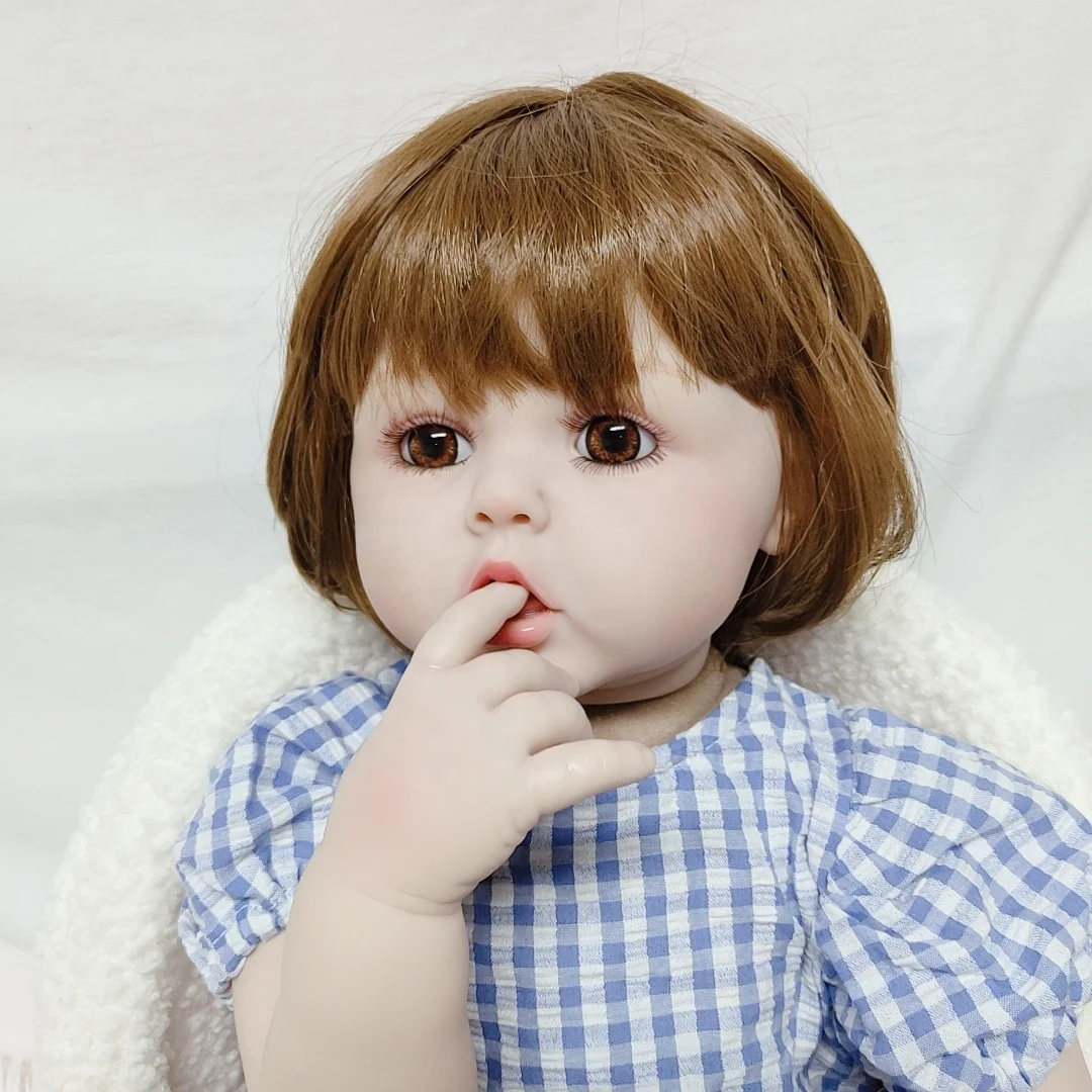 Real Pasted Hair  Alive Toy 24 Inch Lifelike  Vinyl Bebe Reborn Toddler Doll Boneca Baby Dolls for Kids