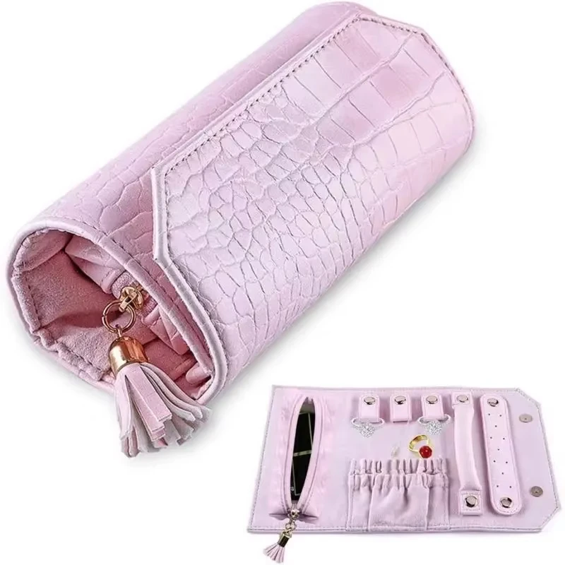 

Vacation Jewelry Storage Roll Bag Foldable Journey Jewelry Case Rings Necklaces Bracelets Earrings Storage Bag
