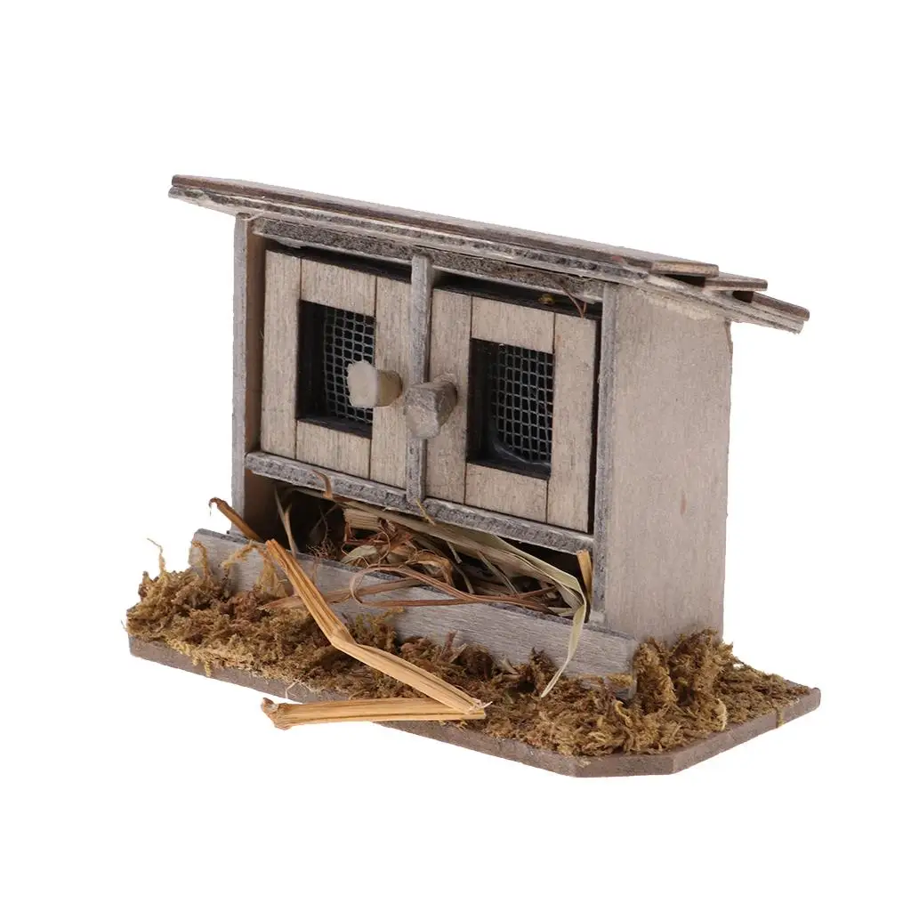 Miniatur-Hühnerstall aus Holz für 1/12 Puppenhausmöbel, Tierzubehör