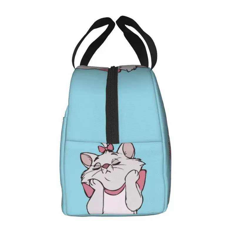 Custom Marie Cat Insulated Lunch Bag for Camping Travel Portable Cooler Thermal Bento Box Kids Food Container Tote Bags