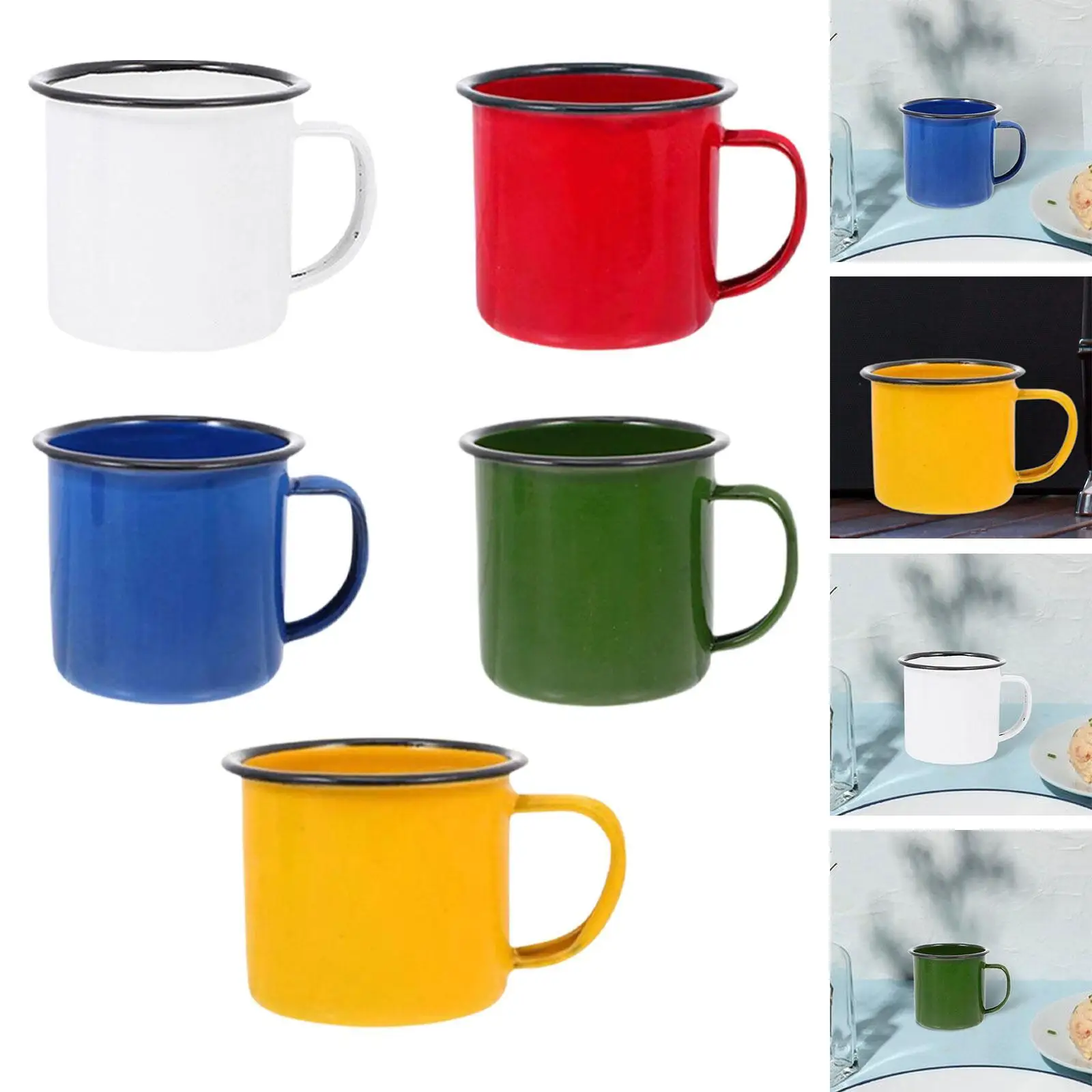 Enamel Coffee Mug Tea Cup Water Cup Housewarming Gifts Drinking Cup Milk Cup for Household Office Apartments Tabletop Drinks