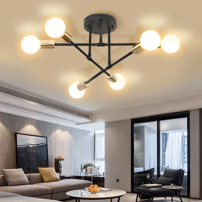 Modern Chandelier Gold/Black Chandeliers For Dining Room Living Room Hanging Ceiling Lamp Iron E27 Pendant Light Home Decoration