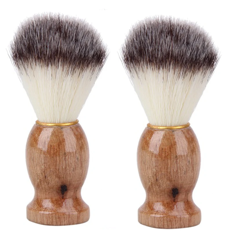 2Pcs Badger Hair Men's Shaving Brush Salon Men Facial Beard Cleaning Appliance Shave Tool Razor Brush With Wood Handle For Men