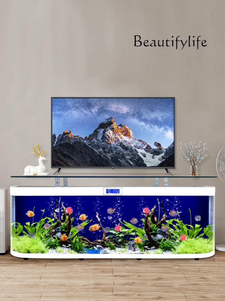 TV Cabinet Fish Tank Living Room Home Integrated Glass Ecological Intelligence Aquarium Floor Tea Table