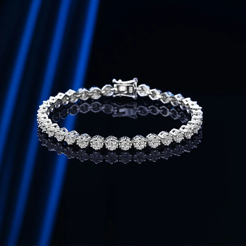 Luxury Solid Platinum PT950 Six Claw Moissanite Diamond Bracelet Women's Ins Niche Full Diamond Tennis Bracelet