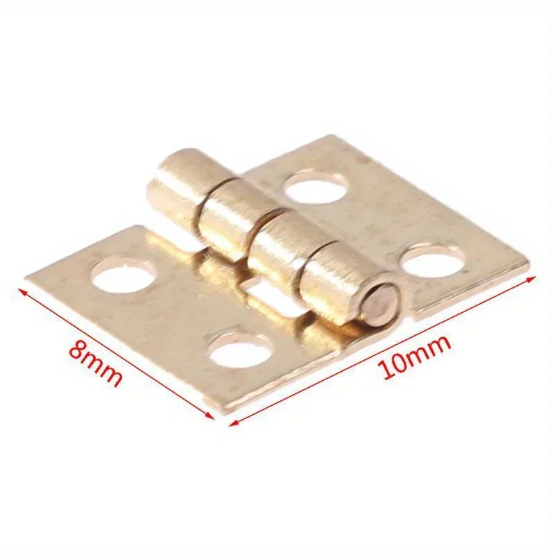 20Pcs Tiny Golden Mini Small Metal Hinge for 1/12 House Miniature Cabinet Furniture Fittings for Cabinets 10 X 8mm Home Hardware