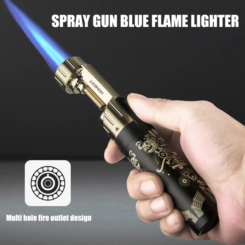 HONEST Single Blue Flame Spray Gun Lighter Multi Functional Use 360° Inverted Adjustable Flame Cycle Inflation