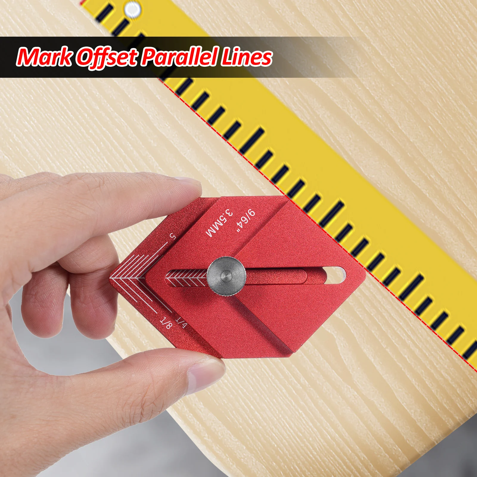Woodworking Measuring Ruler Trim Carpentry Tools Finishing Work Multi-Tool for Measuring and Marking Short Offsets,CNC-Machined