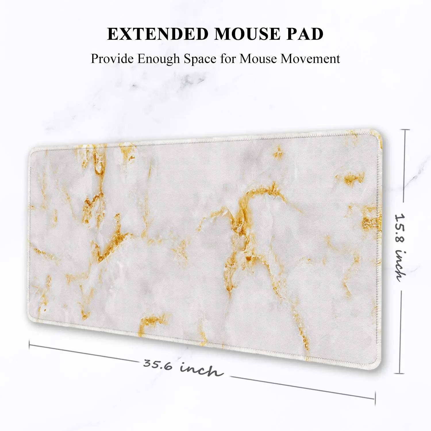 Extended Mouse Pad 35.4X15.7inch Waterproof Desk Mat with Stitched Edges Non-Slip Laptop Computer  Mousepads Marble Design