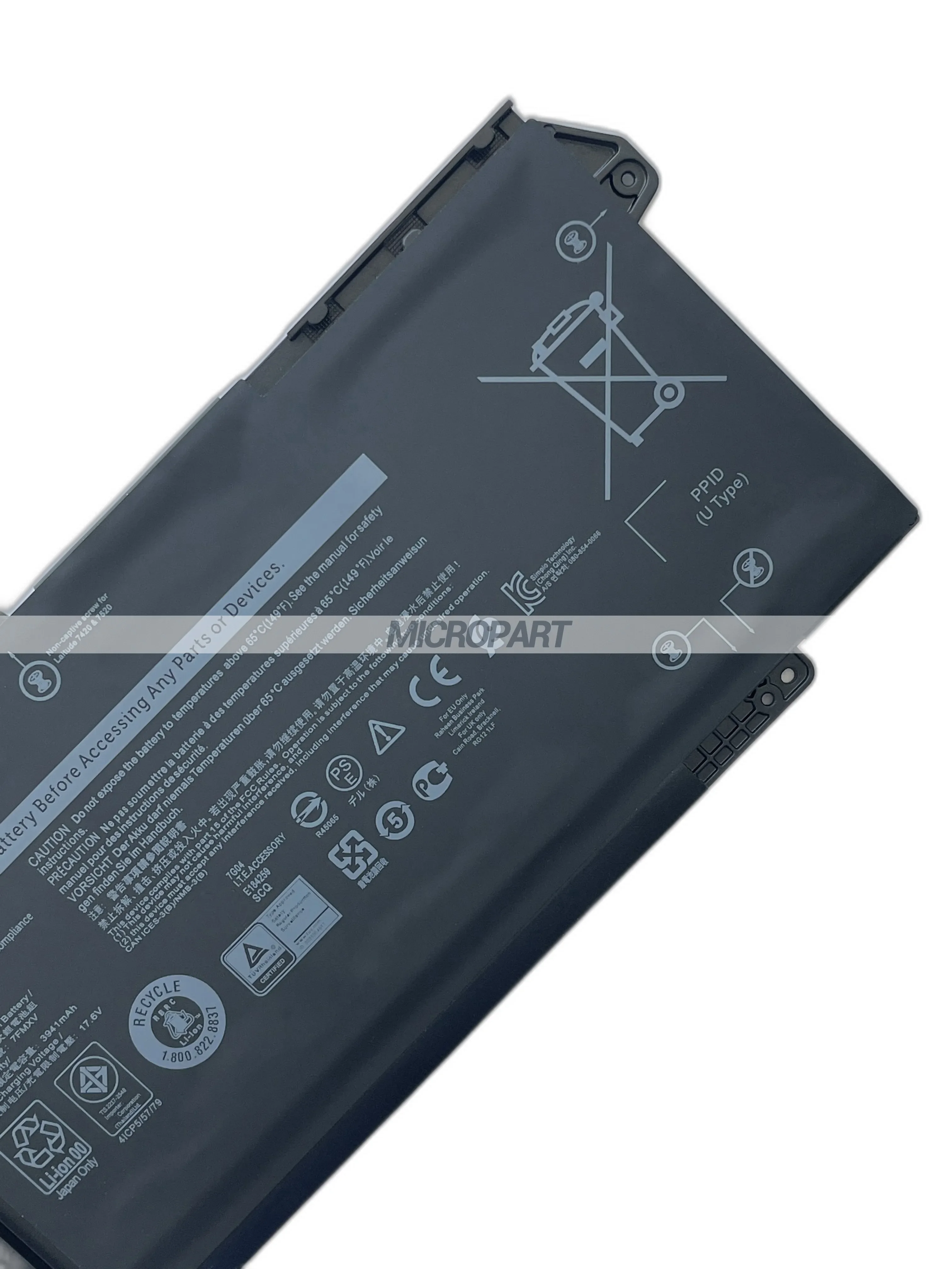 Batería de repuesto para portátil Dell Latitude 13, 5320, 13, 5320, 2 en 1 Latitude 13, 7320, 14, 7420, 63Wh, 7FMXV