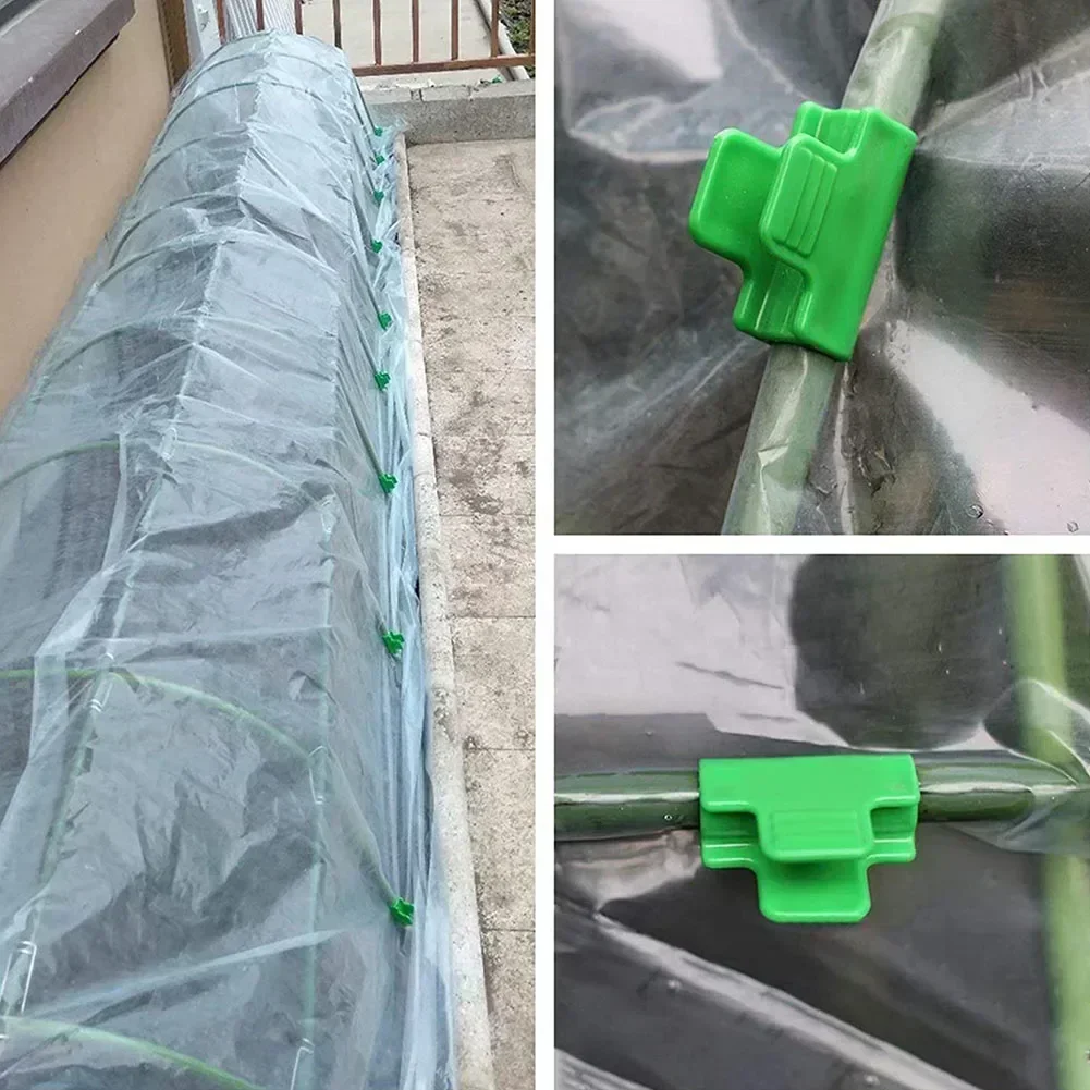 50pcs Greenhouse Clamps Film Row Cover Netting Tunnel Hoop Clips For 11/16mm Plant Gardening Plastic Clips Garden Accessories
