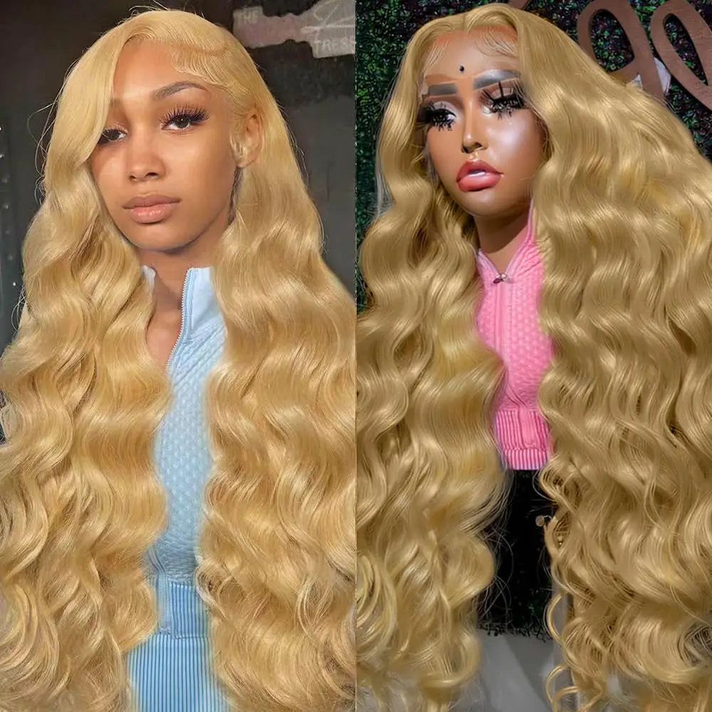 

13x6 Body Wave Hd Lace Front Wigs Human Hair Pre Plucked 27# Colored Blonde Lace Frontal Wig 180% Density Real Human Hair