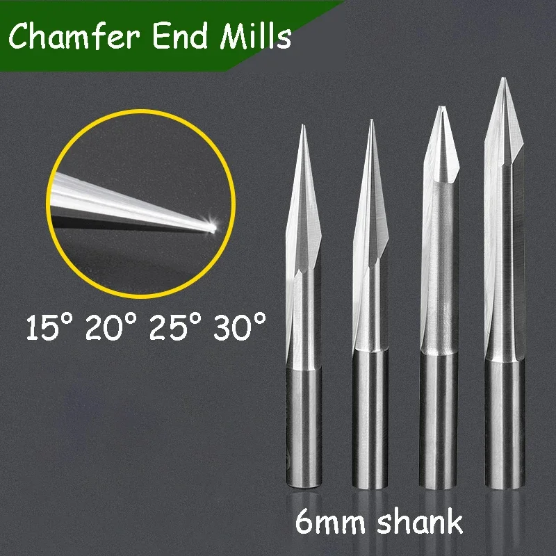 

Double Edge Straight Groove Chamfer End Mills Cutter 6mm Shank CNC Taper Engraving Machine Tool Deep Relief Engraving Cutter Bit