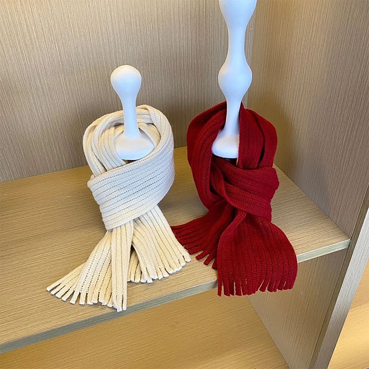Solid Color Tassel Kids Winter Scarf Vintage Boy Girl Warm Knitted Neckerchief Outdoor Windproof Anti-Cold Children Neck Covers
