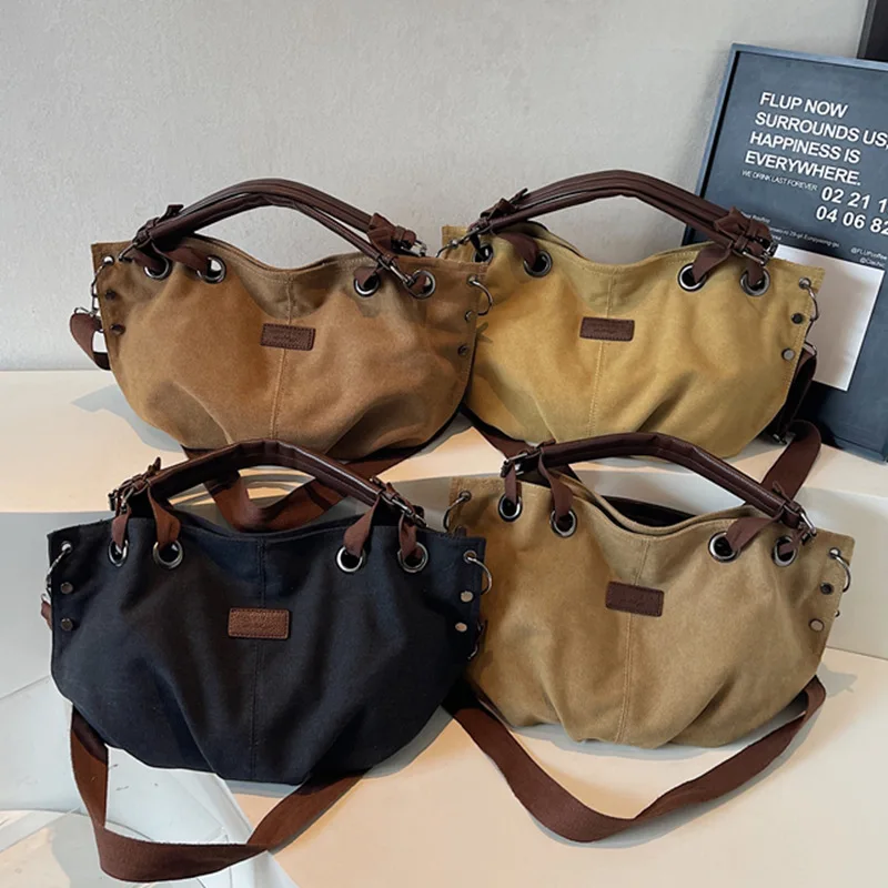 

Korean Version Ins Niche Tote Bag Women, Lazy Style Portable Shoulder Bag, Retro Messenger Model, Simple Temperament Style