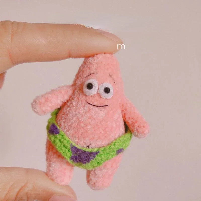 SpongeBob Patrick Star Plush Funny DIY Handmade Knitting Set Keychain Pendant Soft Buttocks Cartoon Decoration Gift Unfinished