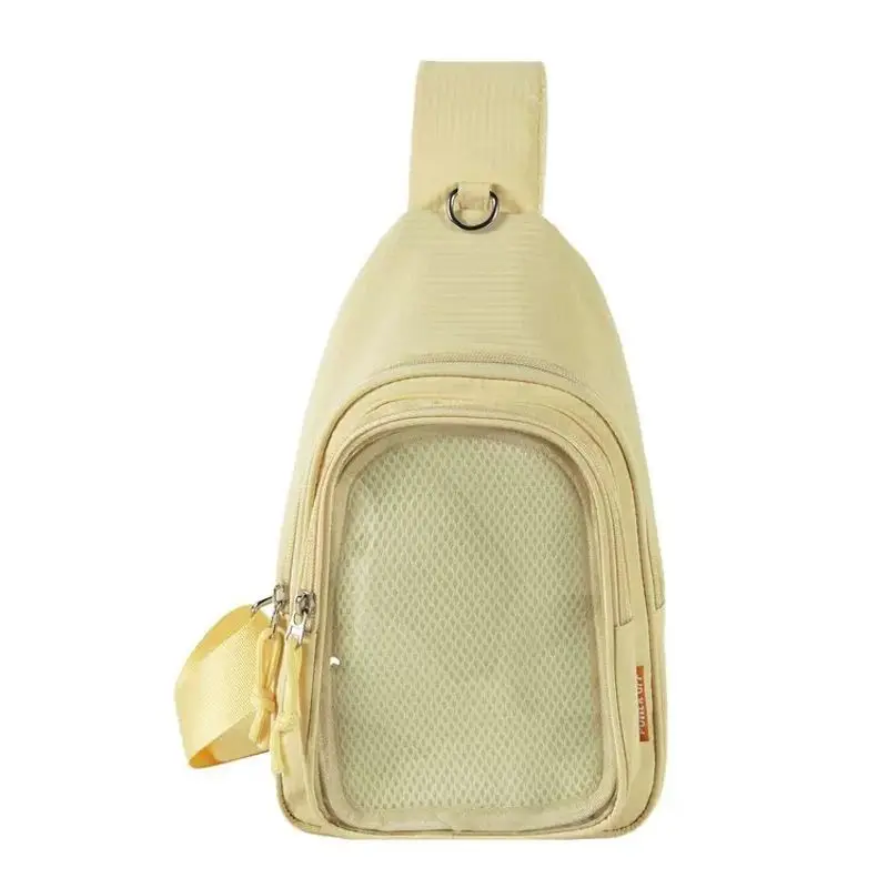 Black Yellow Blue Beige Pink Cute Clear Ita Bag Transparent PVC Window Canvas Sling Chest Plush Doll Anime Crossbody For Girls