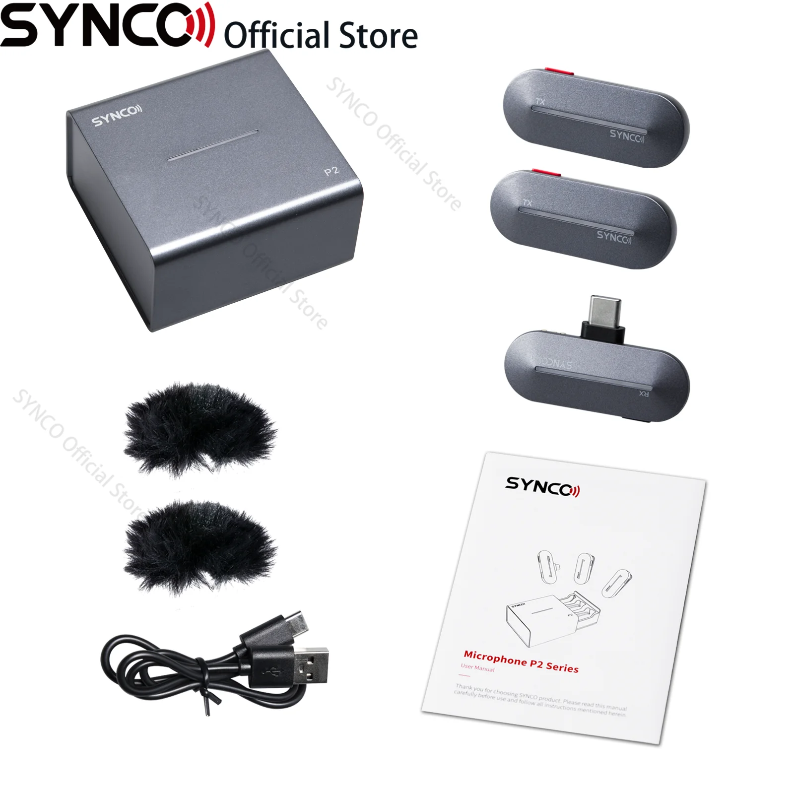 Synco P2S Lavalier Wireless Microphone for iphone,type c professional Live Broadcast Gaming Recording Interview Vlog Studio