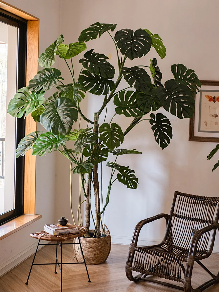 

Большое искусственное бамбуковое растение в горшке для офиса, гостиной, напольное украшение для интерьера, имитация дерева