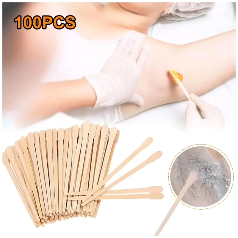 Woman Disposable Wax Sticks 100PCS Wooden Hair Removal Stick Depilation Spatula Waxing Spatula Wood Face Eyebrows Beauty Tool