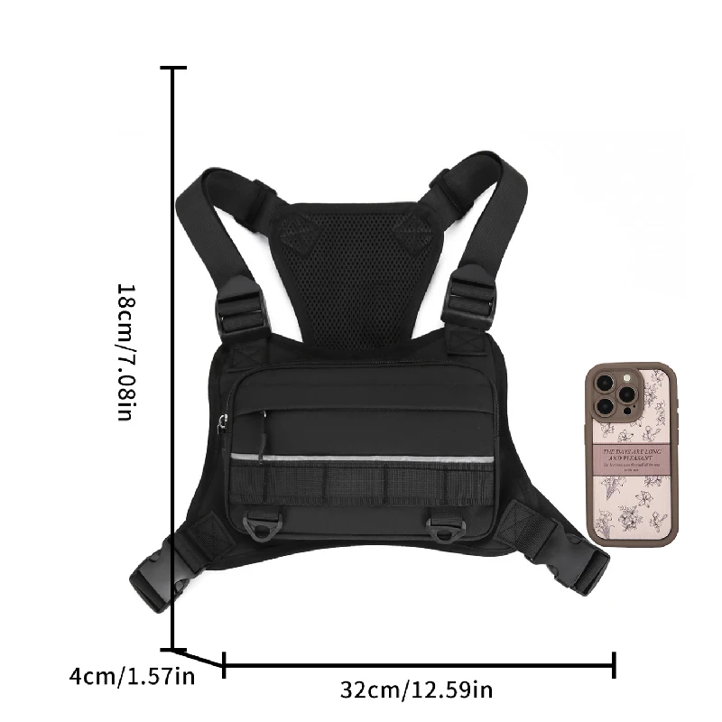 Bolsa de pecho de almacenamiento deportiva para hombre, bolsa de aparejo de pecho de Color sólido, chaleco táctico, moch