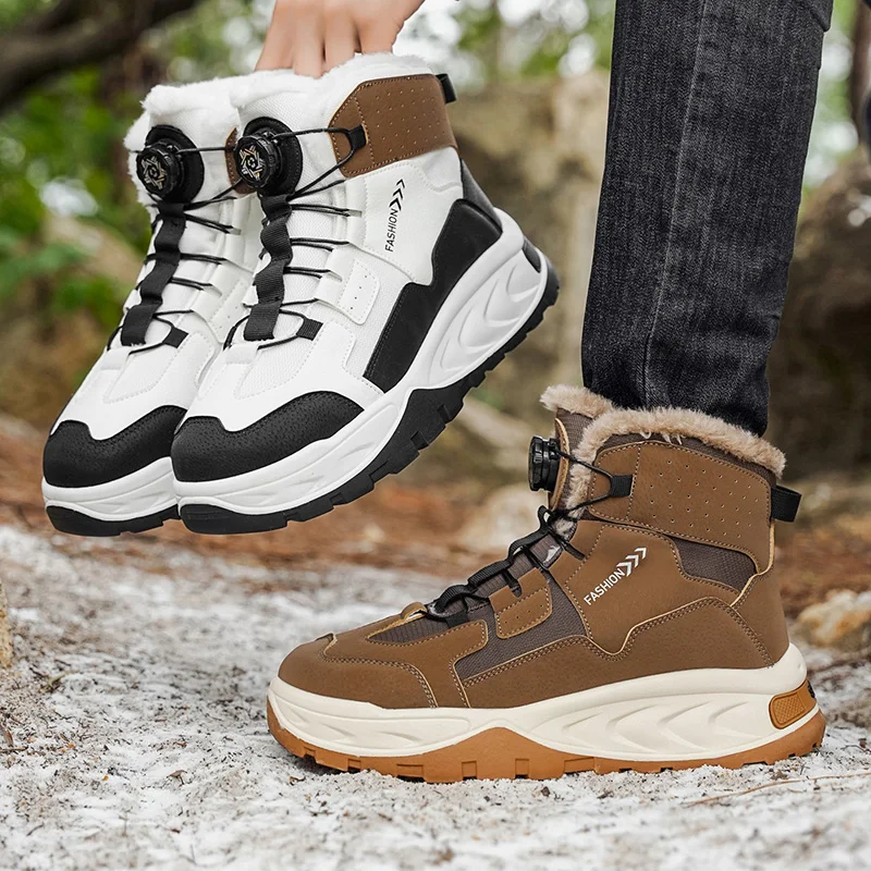 

Мужские зимние теплые зимние ботинки на флисовой подкладке, уличная повседневная хлопковая обувь, морозостойкая обувь