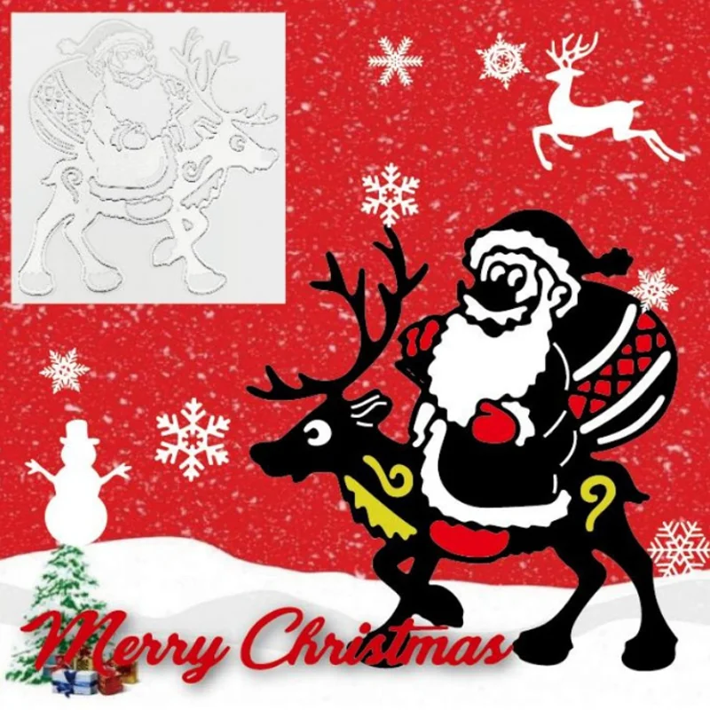 Santa Claus Deer Etching Metal Cutting Dies DIY Scrapbooking Die Cutout Wedding Party Craft Card Embossing Decoration Stencils