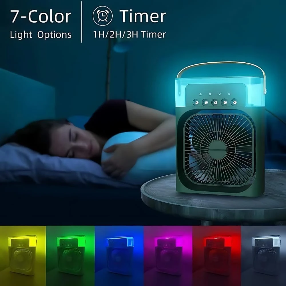 Multifunctional Desktop Fan LED Night Light Air Humidifier Silent Three Gear Adjustable  Air Cooler Household Office Cooling Fan image 4