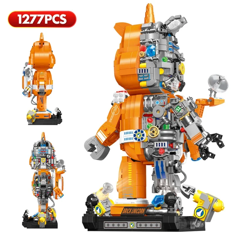 1277pcs City Techincal Mini Pellet Unicorn Space Edition Model Building Blocks Mechanical Mecha Bricks Toys For Children Gifts