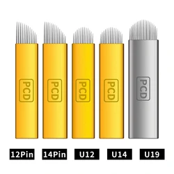 500 PCS Disposable Tebori Microblading Needles 12/14/U12/U14/U19 Pin PCD Tattoo Blades 3D Embroidery Permanent Makeup Eyebrow