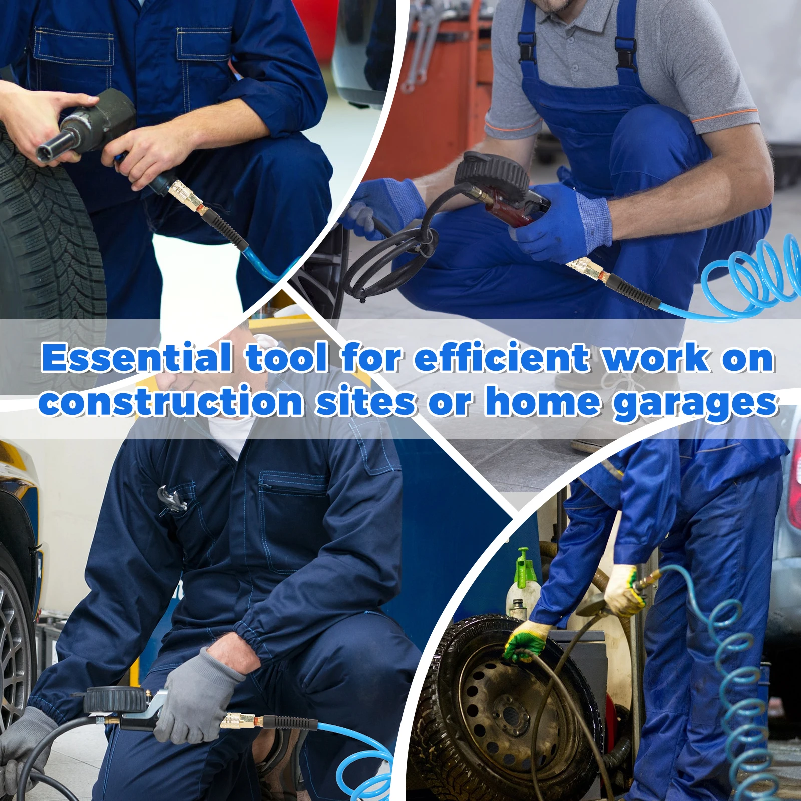 Selang Kompresor Udara 1/4NPT dengan Coupler dan Steker 25 Kaki Fleksibel PU Selang Udara Mundur Aksesori Alat Anti Kink untuk Penggunaan Industri